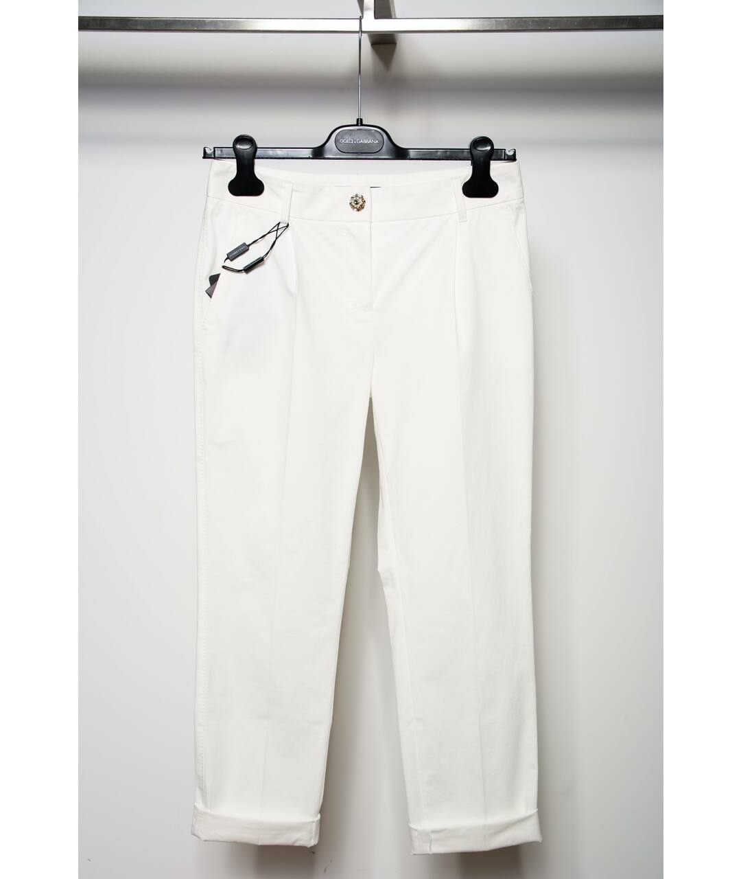 DOLCE&GABBANA Белые хлопковые прямые брюки, фото 6