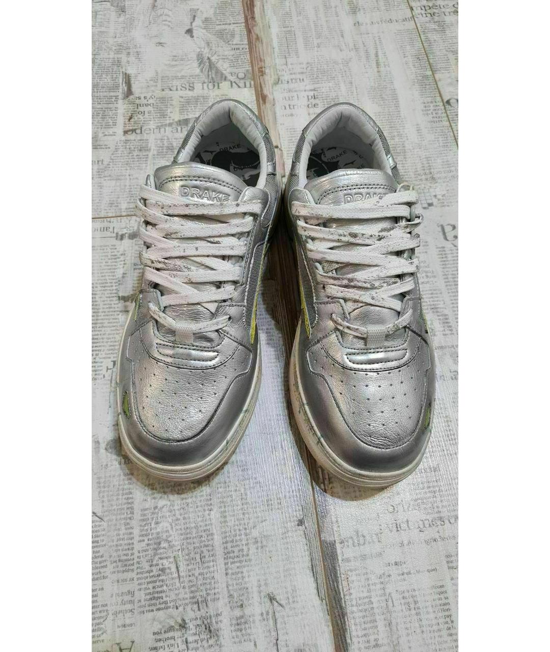 PREMIATA Серебряные кожаные низкие кроссовки / кеды, фото 4