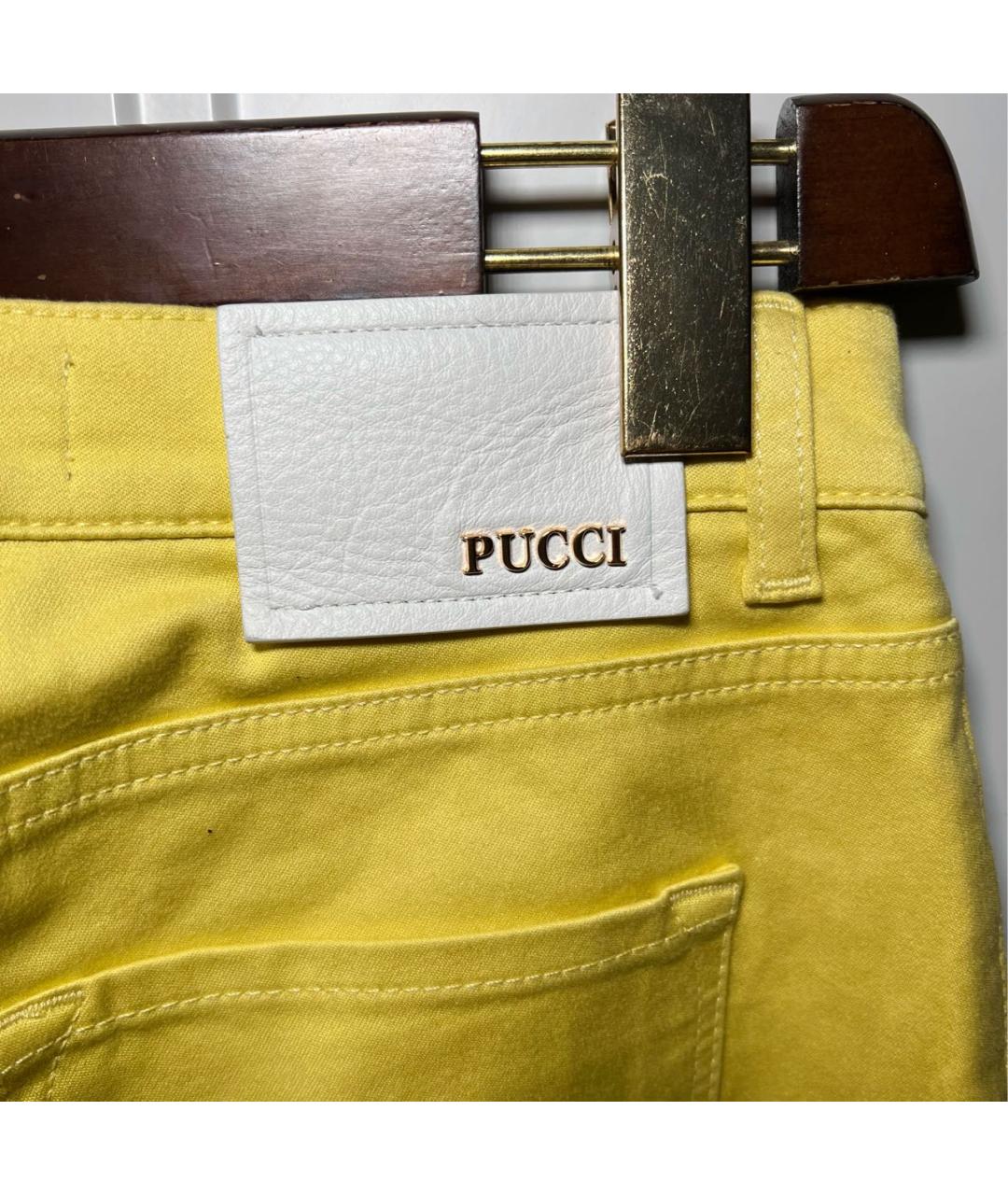 EMILIO PUCCI Желтые хлопковые брюки узкие, фото 4