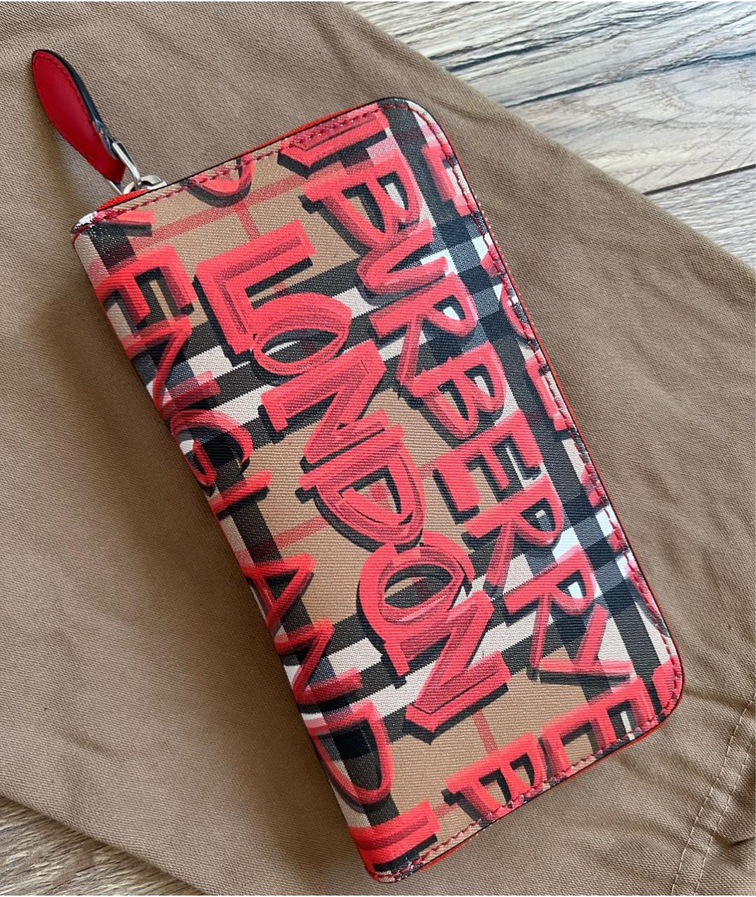 BURBERRY Красный кожаный кошелек, фото 5