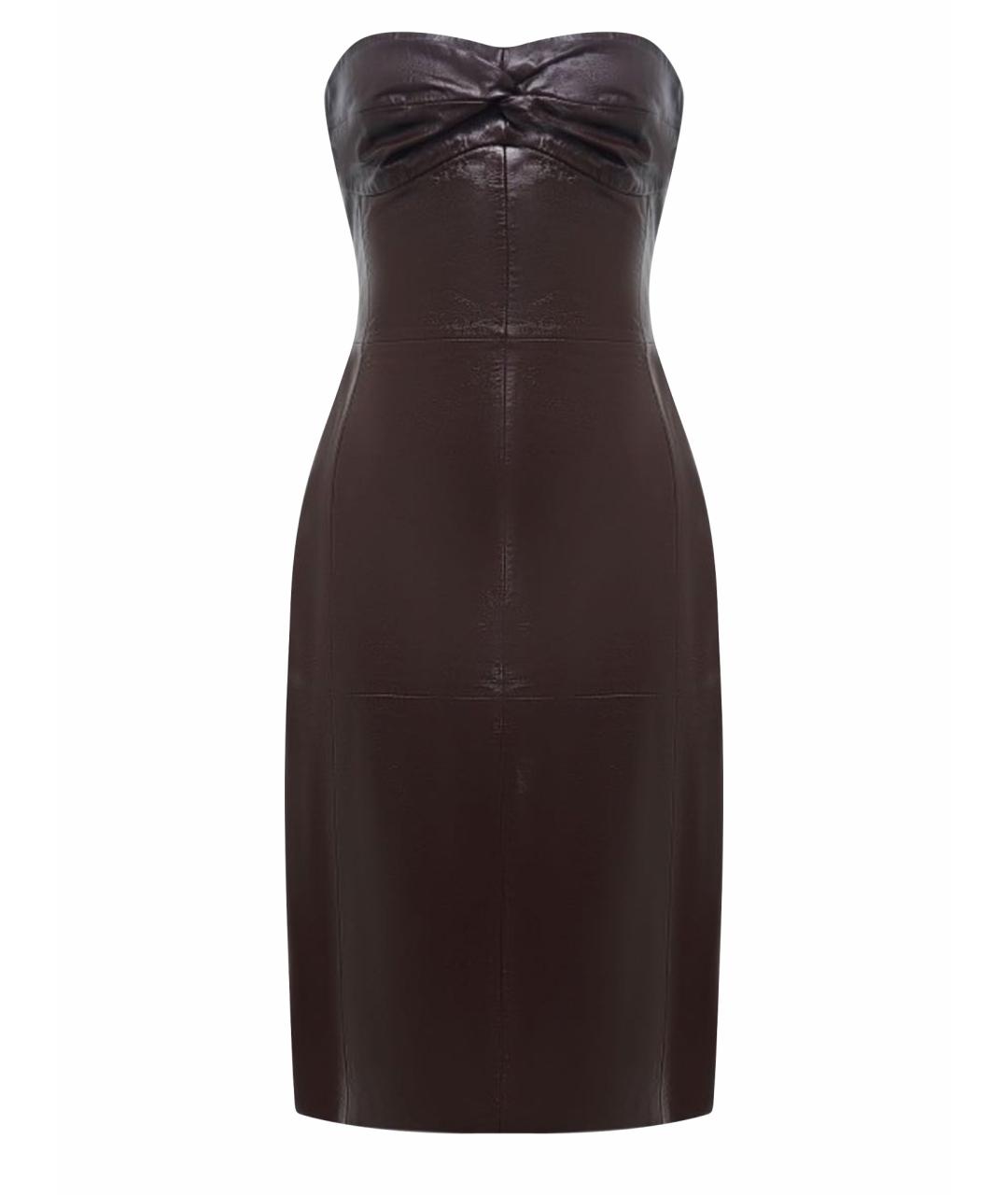 12 STOREEZ Бордовое кожаное коктейльное платье, фото 1