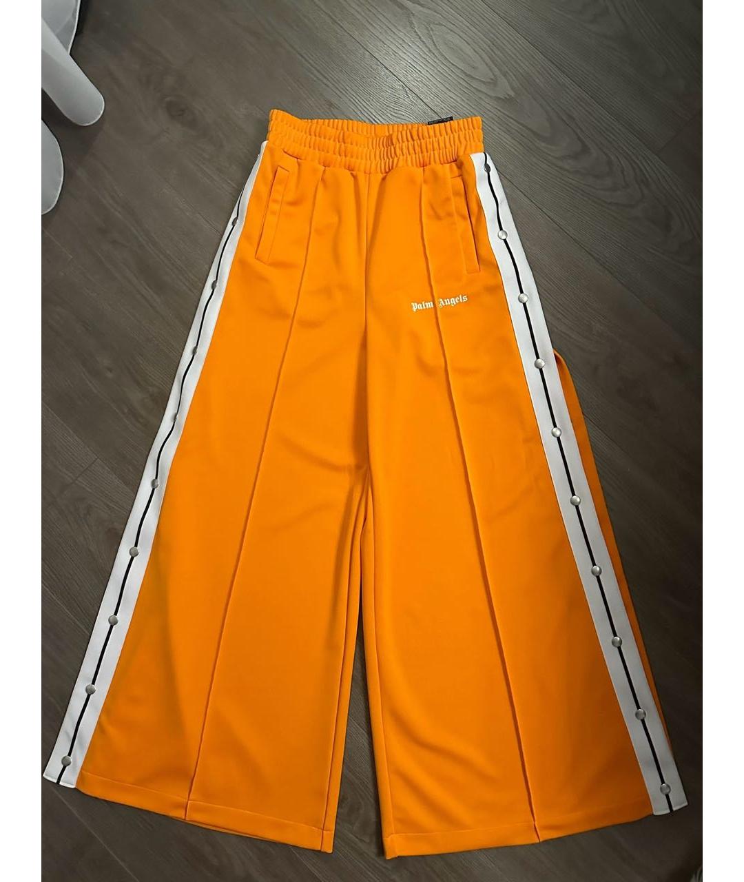PALM ANGELS Оранжевое полиэстеровые брюки широкие, фото 6