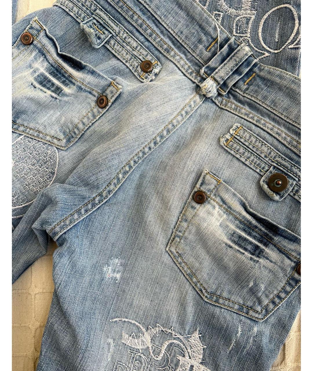 CHRISTIAN DIOR PRE-OWNED Голубые хлопко-эластановые джинсы слим, фото 6