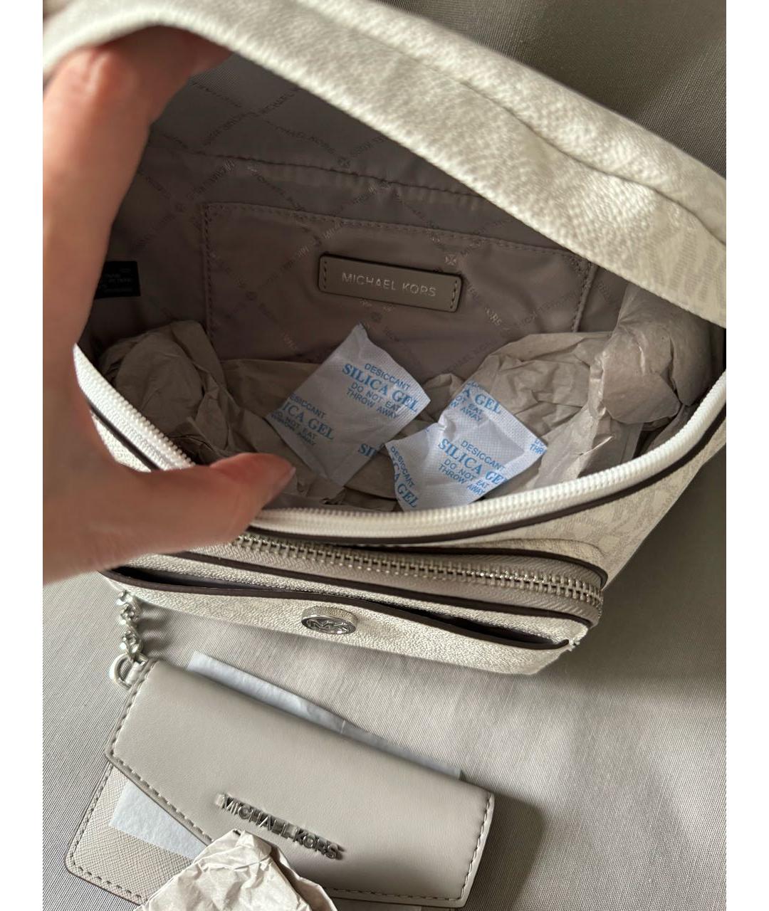 MICHAEL KORS Белая поясная сумка из искусственной кожи, фото 4