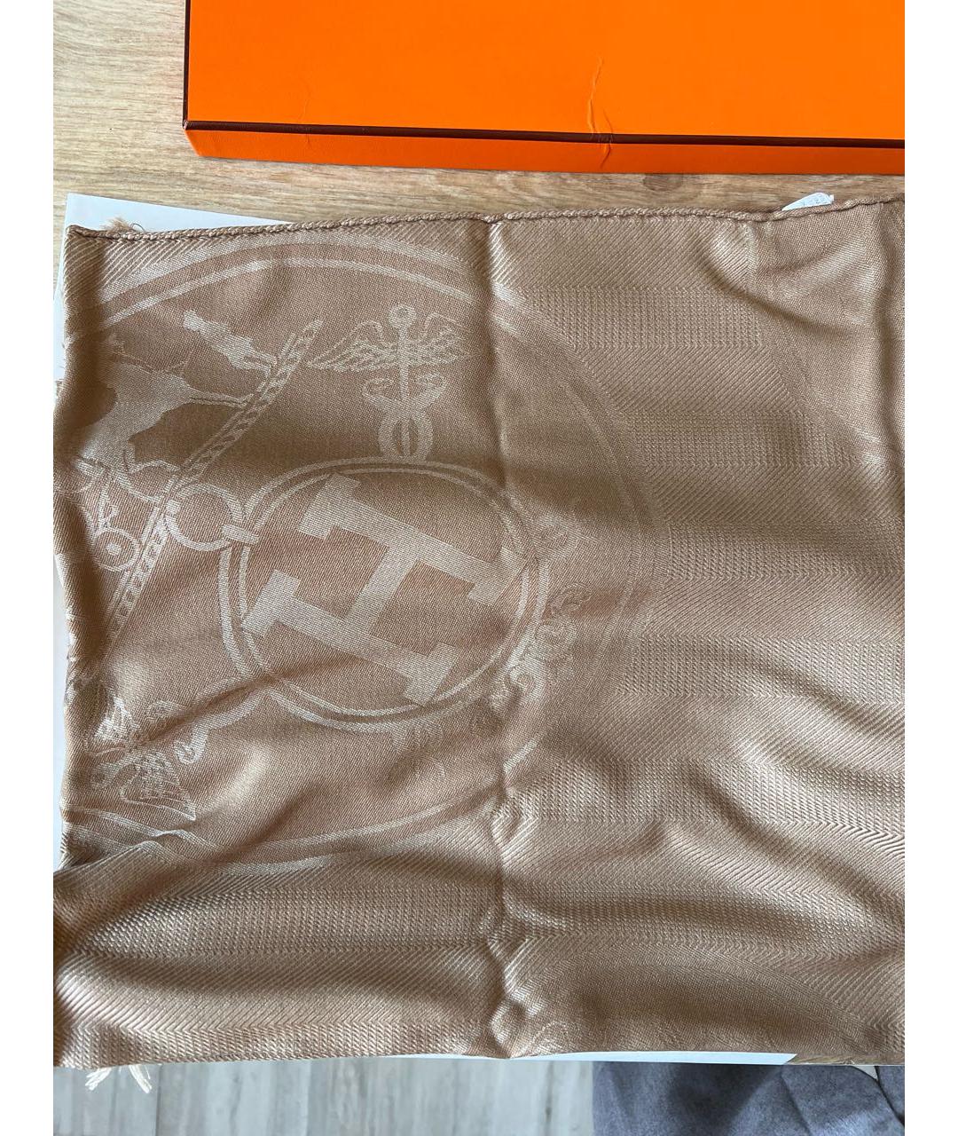 HERMES PRE-OWNED Бежевый кашемировый платок, фото 5