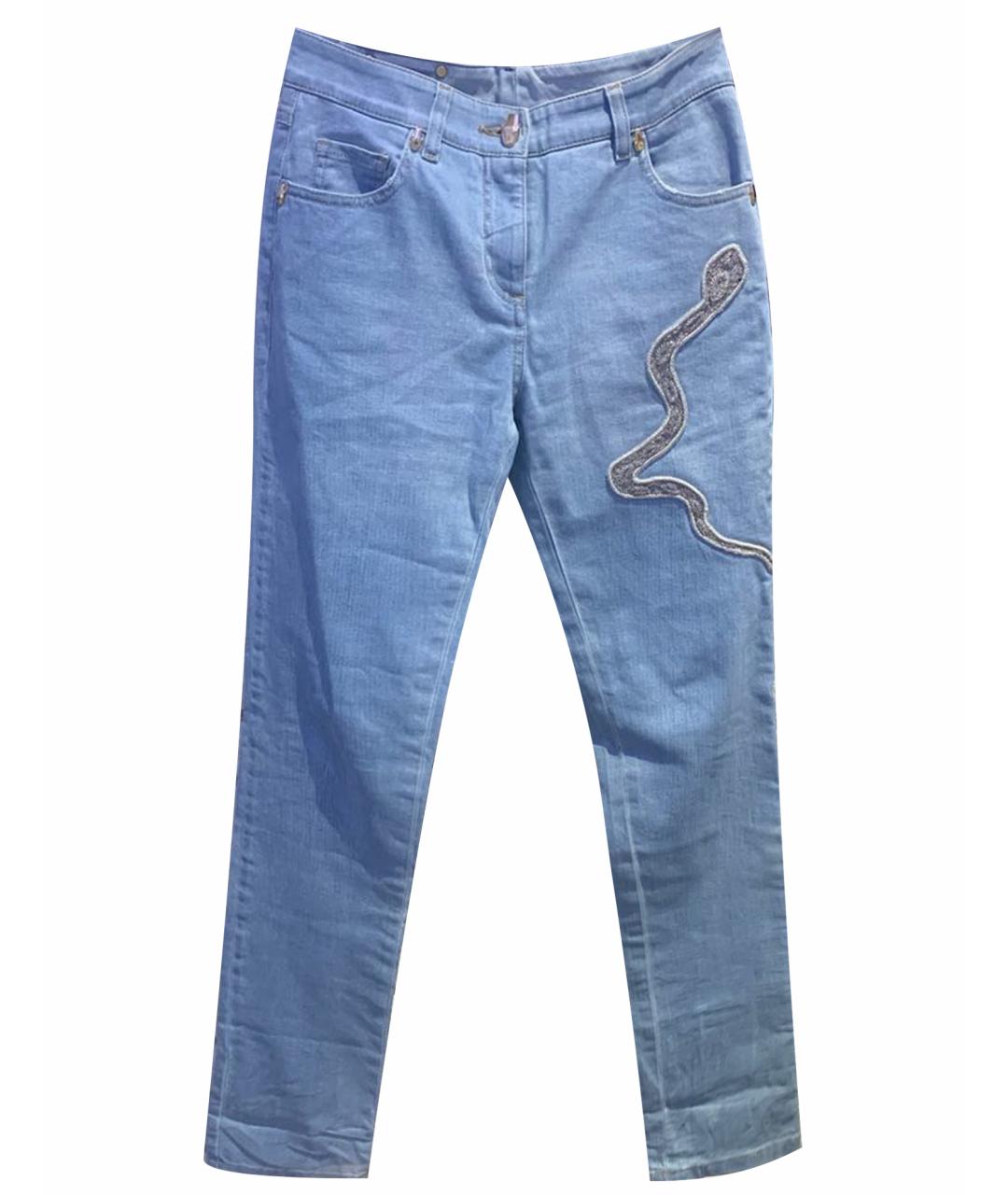 CAVALLI CLASS Голубые хлопковые прямые джинсы, фото 1