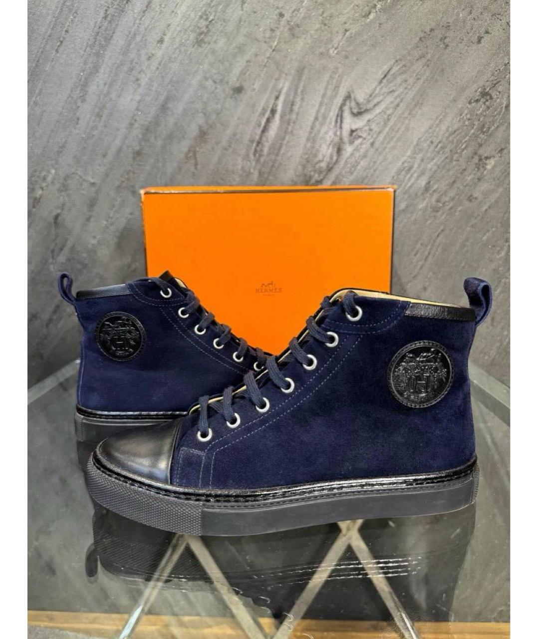 HERMES Темно-синие замшевые ботинки, фото 2