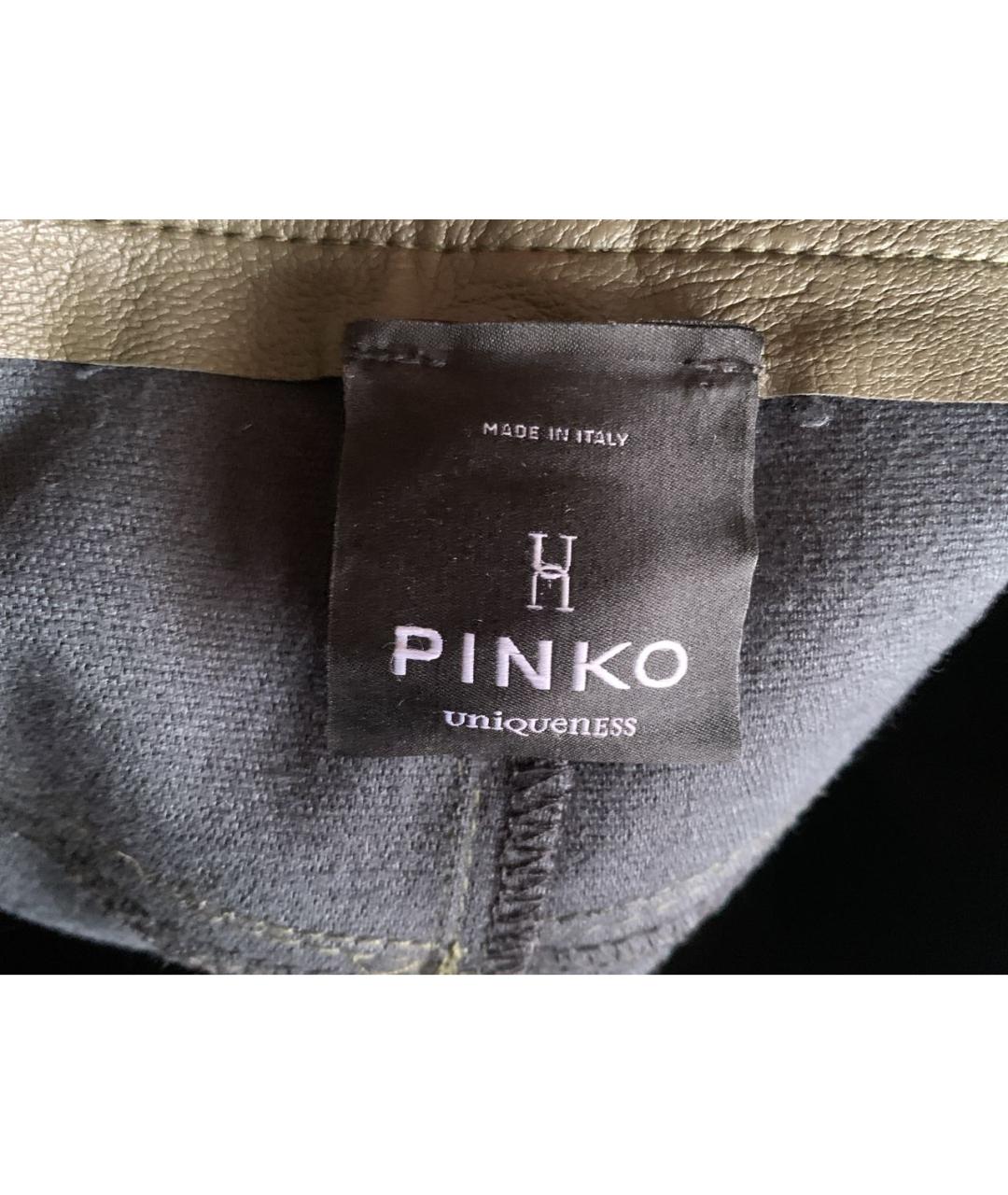 PINKO Хаки полиуретановые брюки узкие, фото 3
