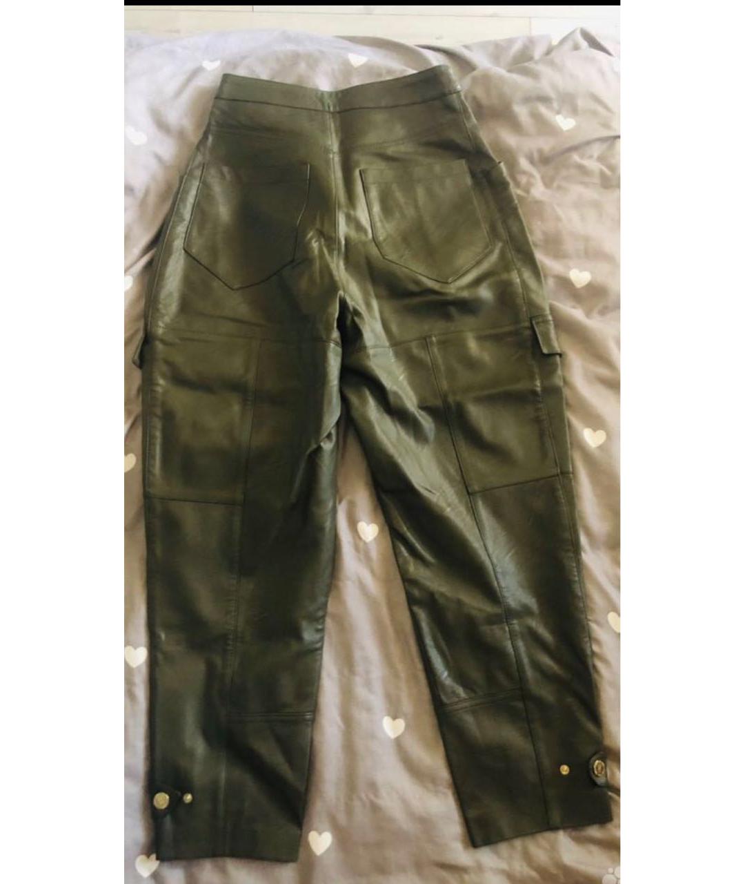 PINKO Хаки полиуретановые брюки узкие, фото 2