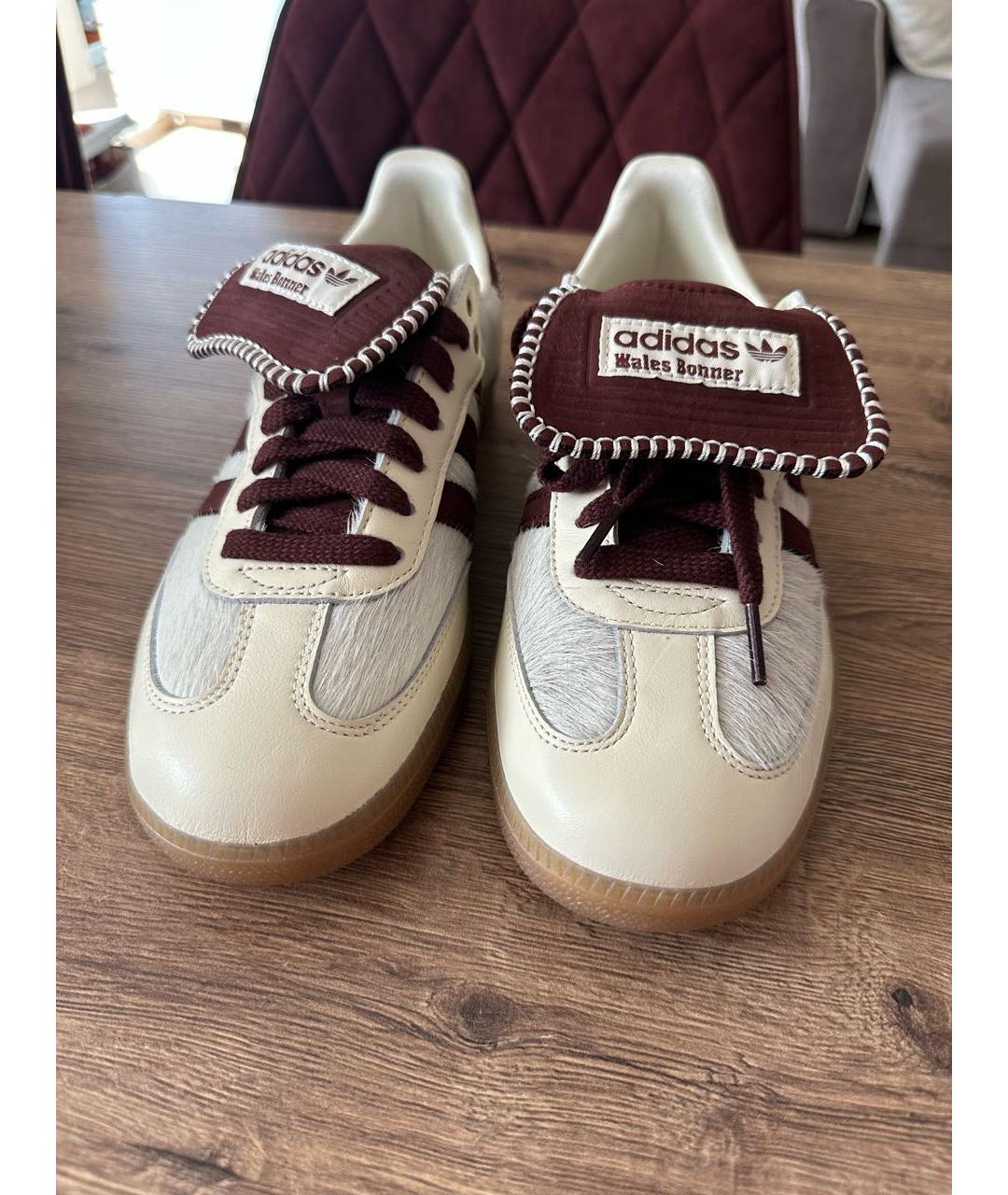 ADIDAS Бежевые кожаные низкие кроссовки / кеды, фото 2