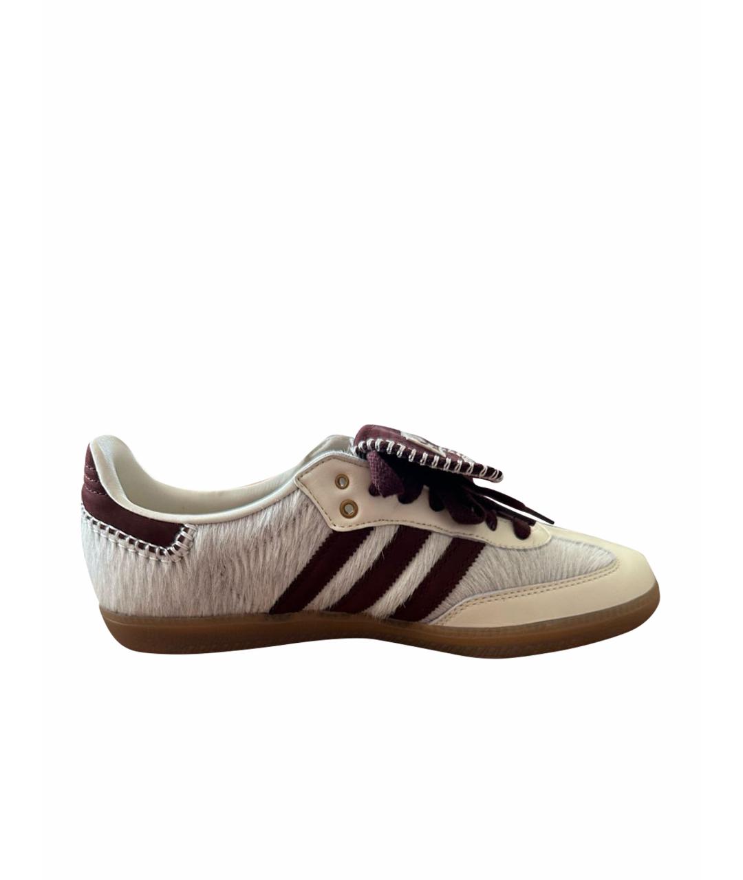 ADIDAS Бежевые кожаные низкие кроссовки / кеды, фото 1
