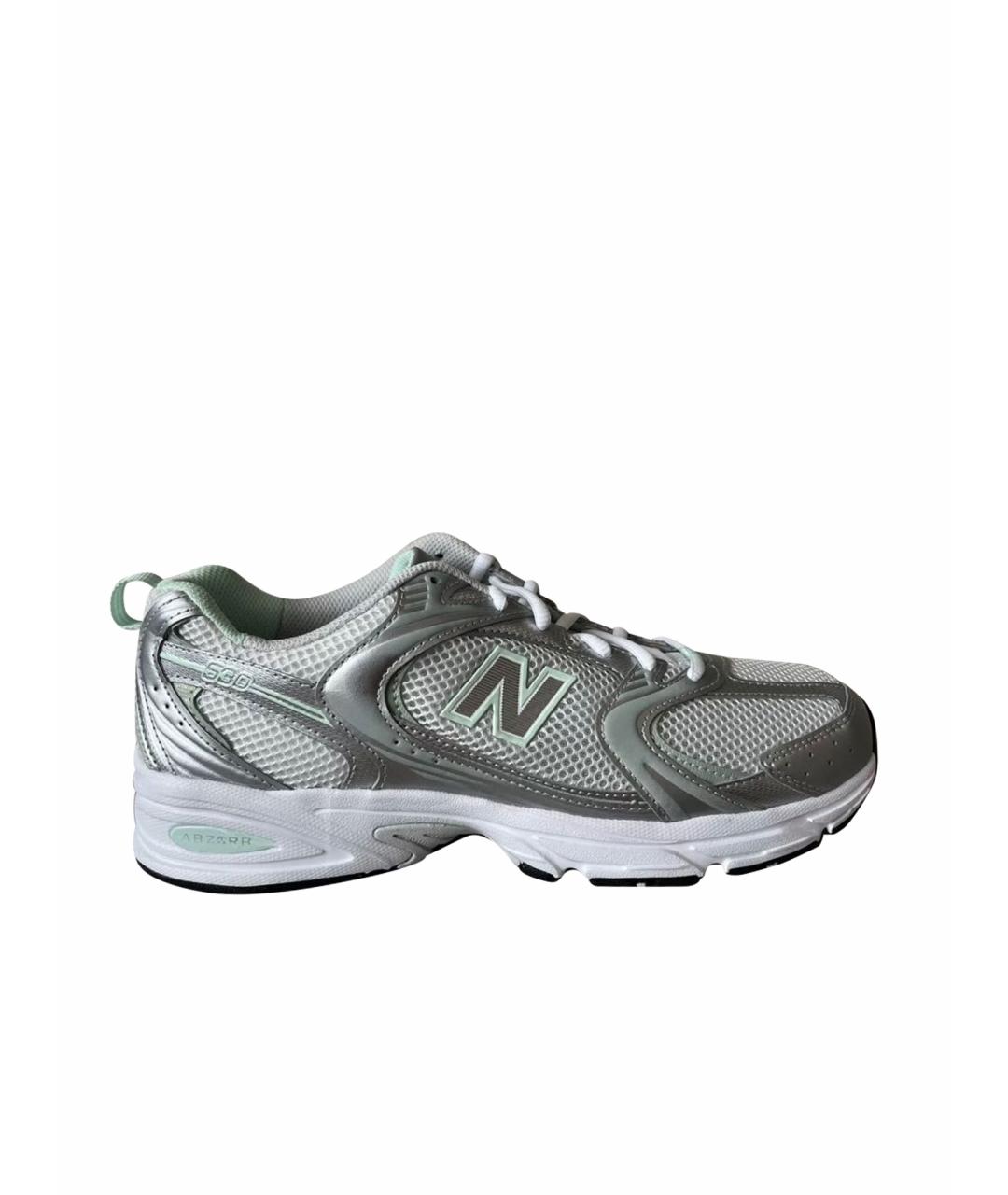 NEW BALANCE Серебряные кожаные низкие кроссовки / кеды, фото 1