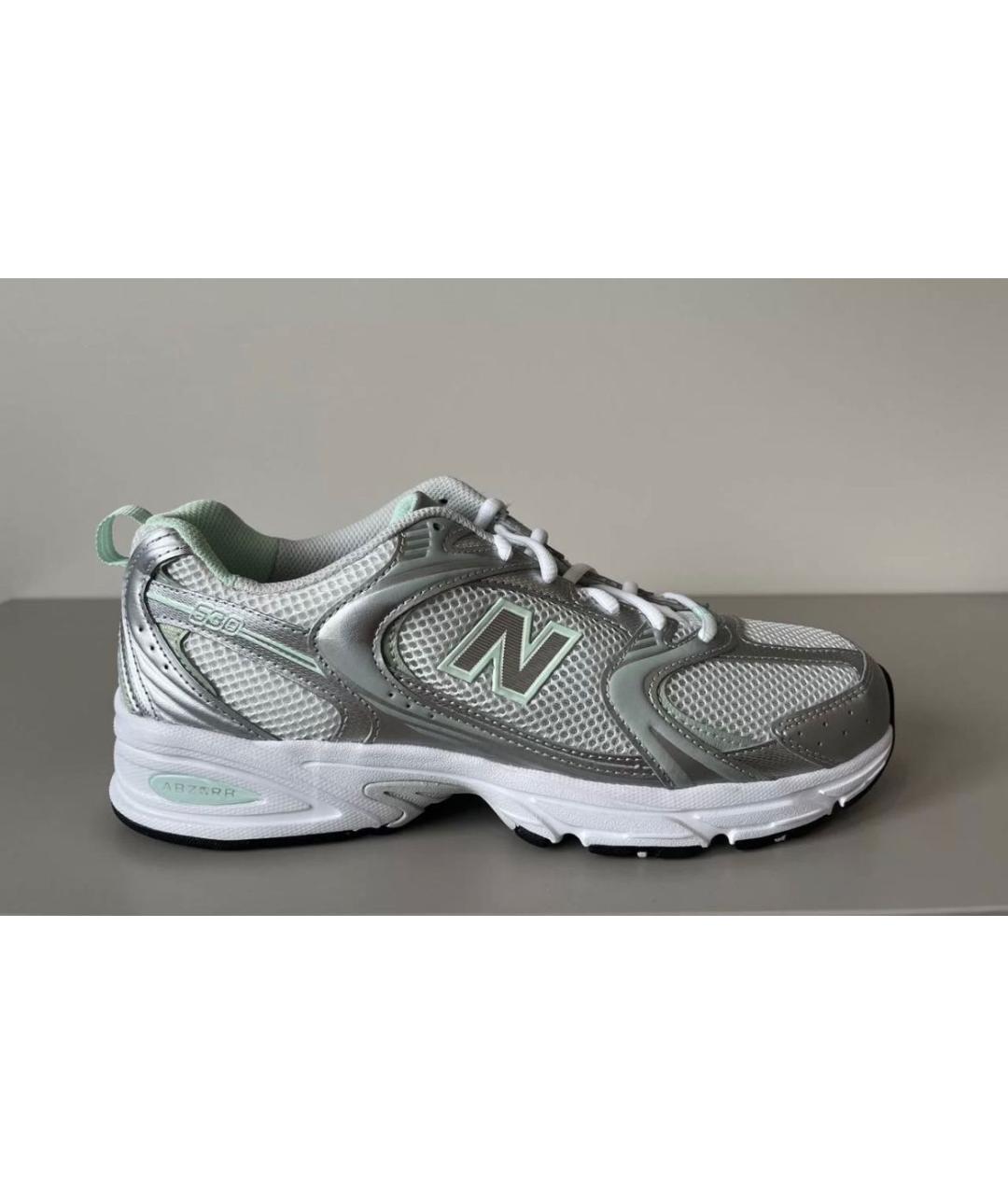 NEW BALANCE Серебряные кожаные низкие кроссовки / кеды, фото 5