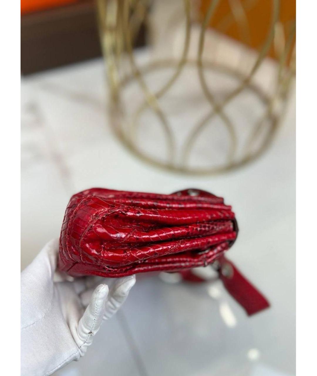 DOLCE&GABBANA Красная сумка с короткими ручками из экзотической кожи, фото 4