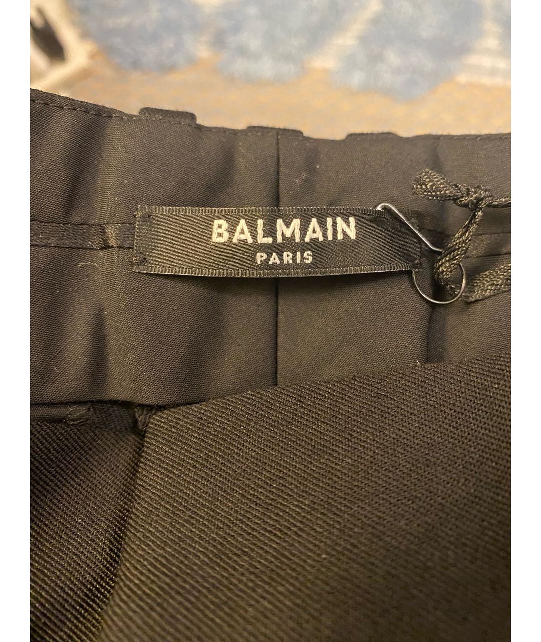 BALMAIN Черные шерстяные повседневные брюки, фото 4