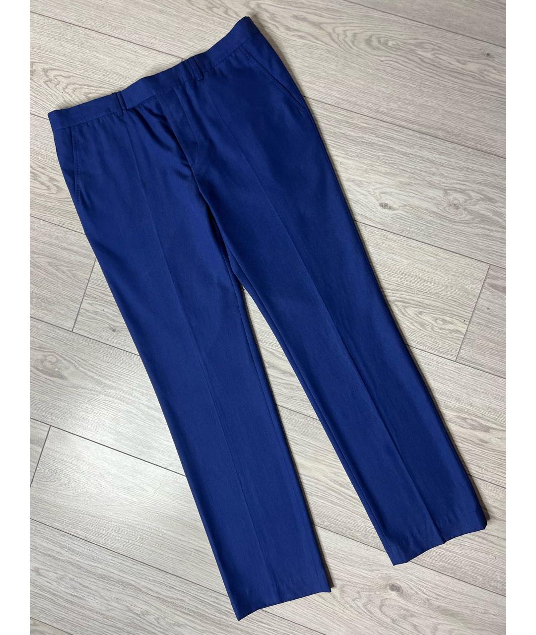 ROBERTO CAVALLI Синие шелковые классические брюки, фото 9