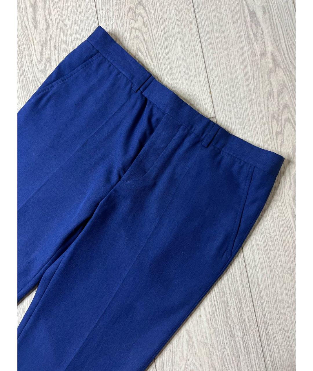 ROBERTO CAVALLI Синие шелковые классические брюки, фото 2