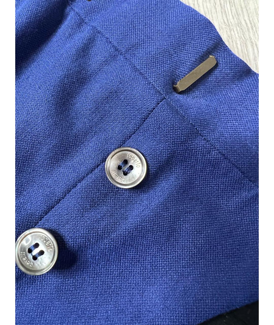 ROBERTO CAVALLI Синие шелковые классические брюки, фото 5