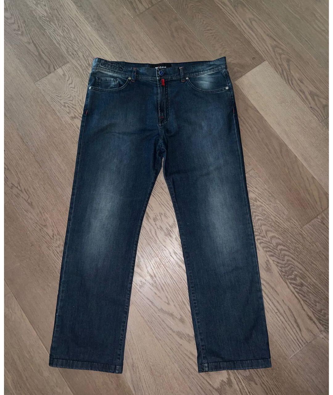 KITON Синие прямые джинсы, фото 4