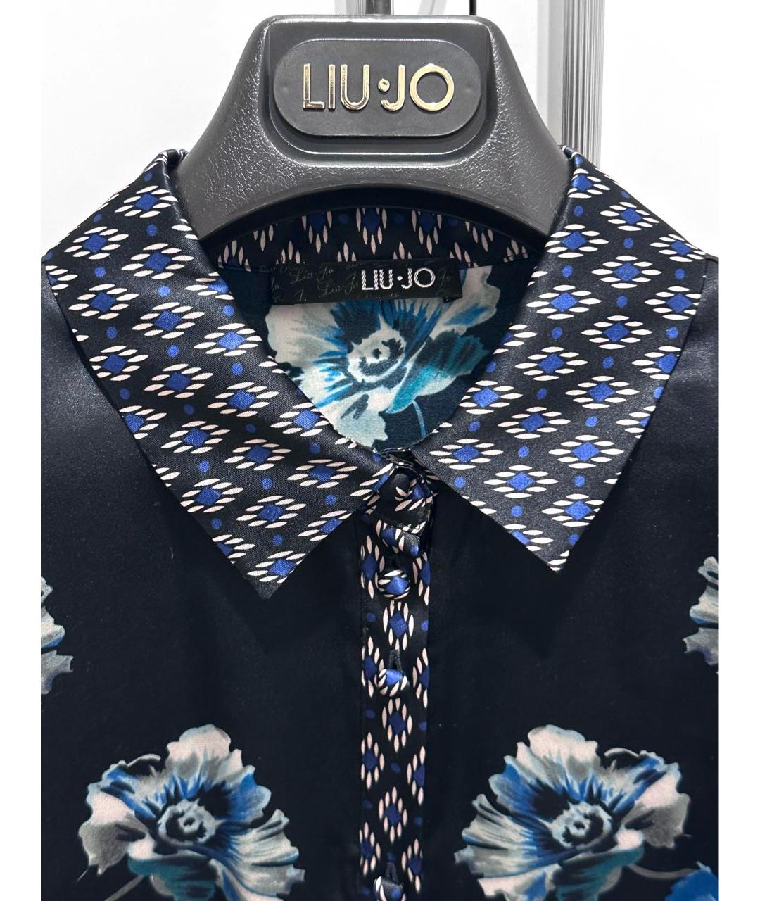 LIU JO Темно-синяя шелковая блузы, фото 3