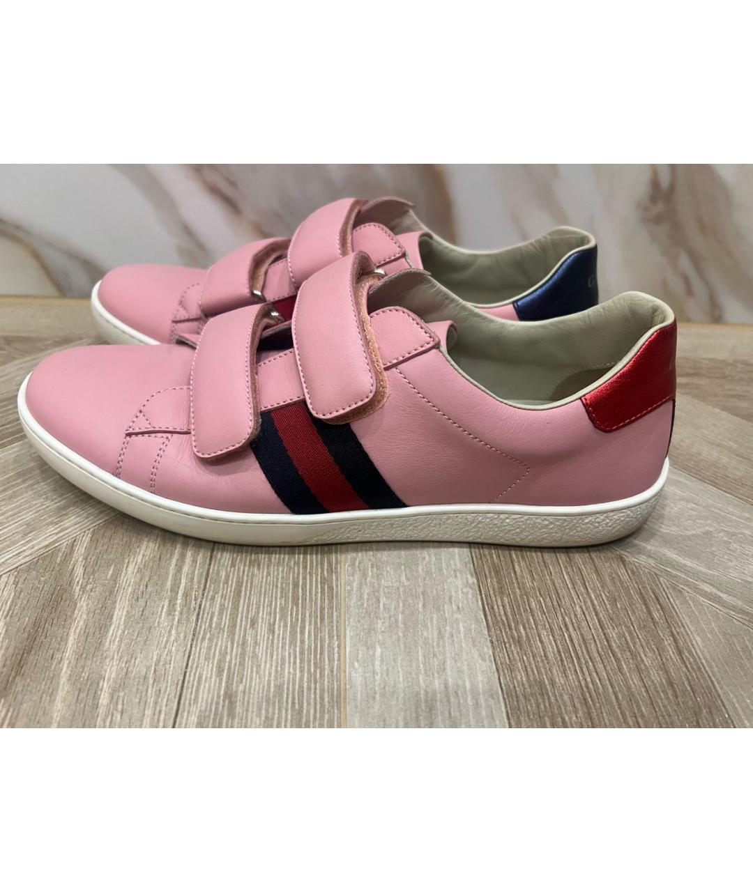 GUCCI KIDS Розовые кожаные кеды, фото 2