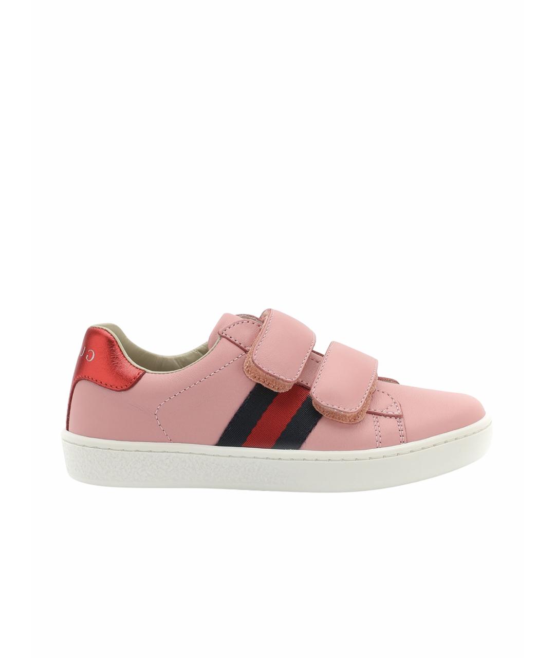 GUCCI KIDS Розовые кожаные кеды, фото 1