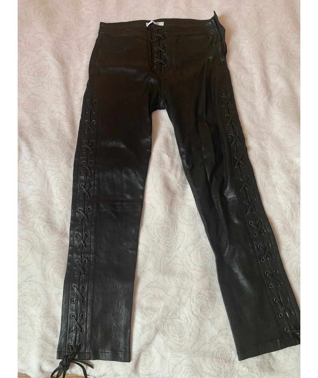FRAME Черные кожаные брюки узкие, фото 6