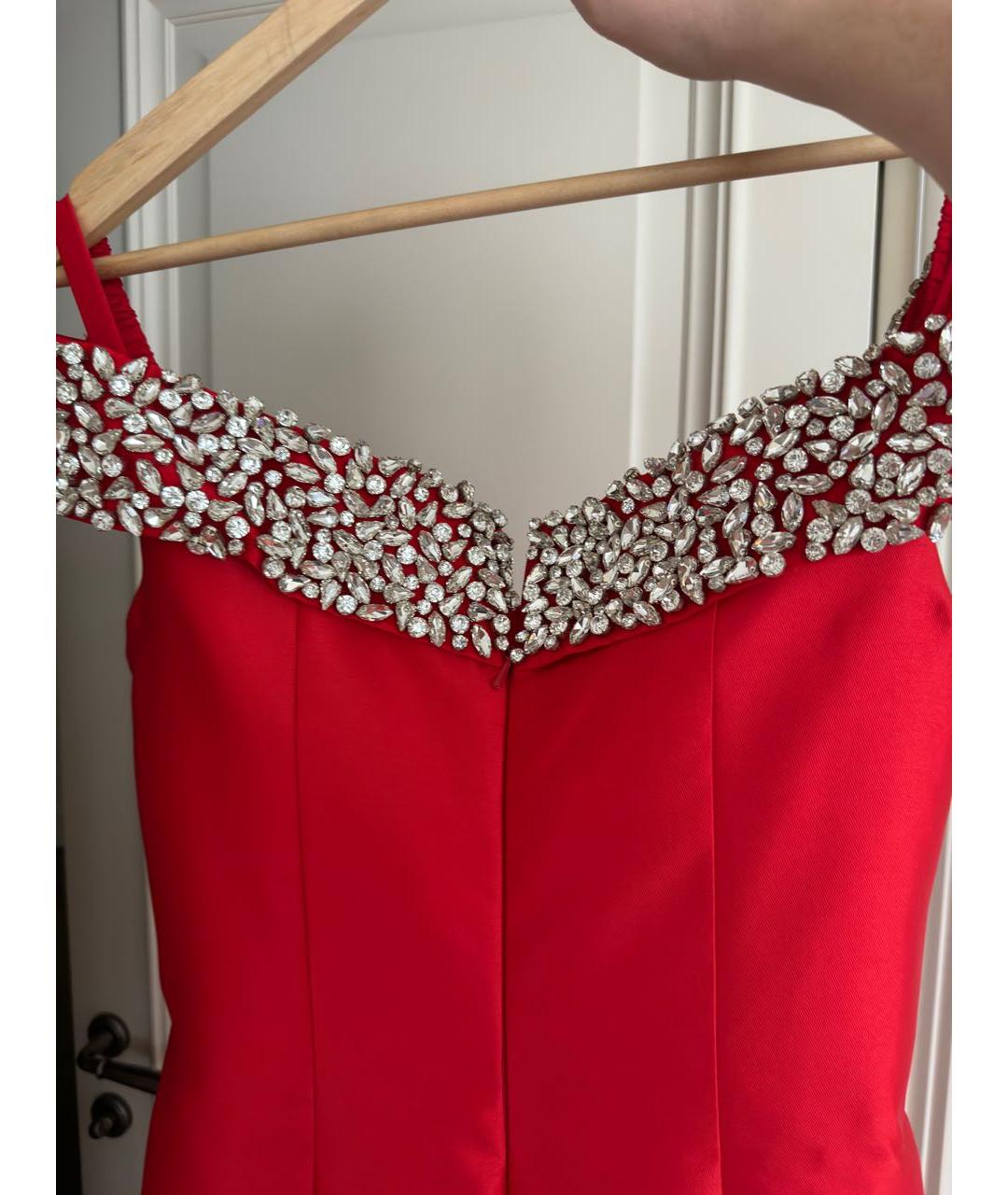 JOVANI Красное атласное вечернее платье, фото 2