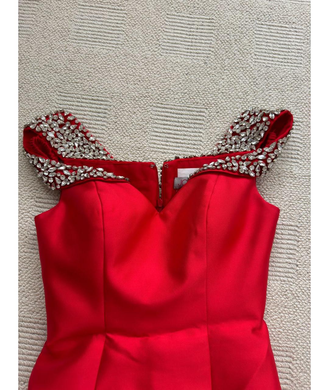 JOVANI Красное атласное вечернее платье, фото 5
