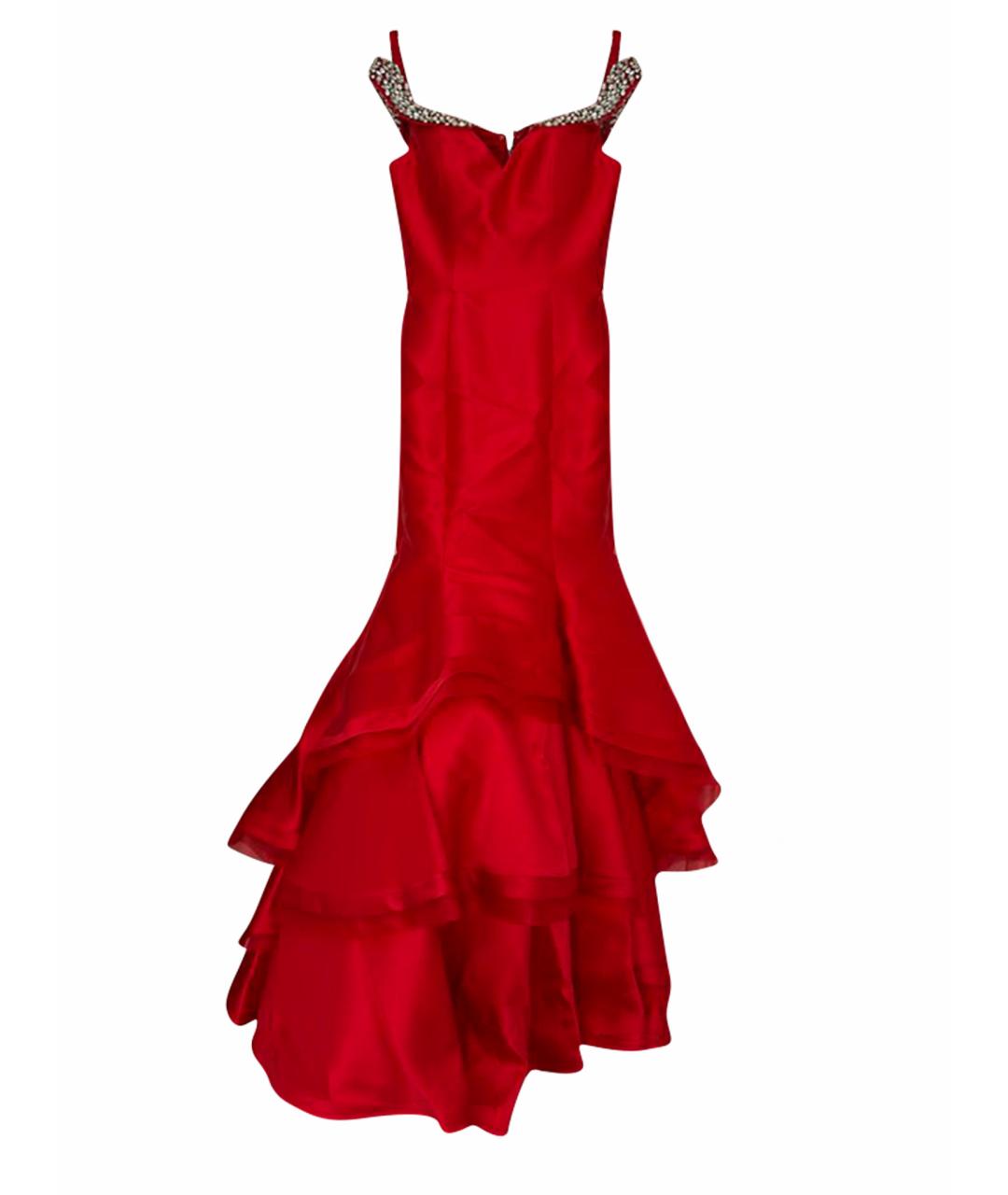 JOVANI Красное атласное вечернее платье, фото 1