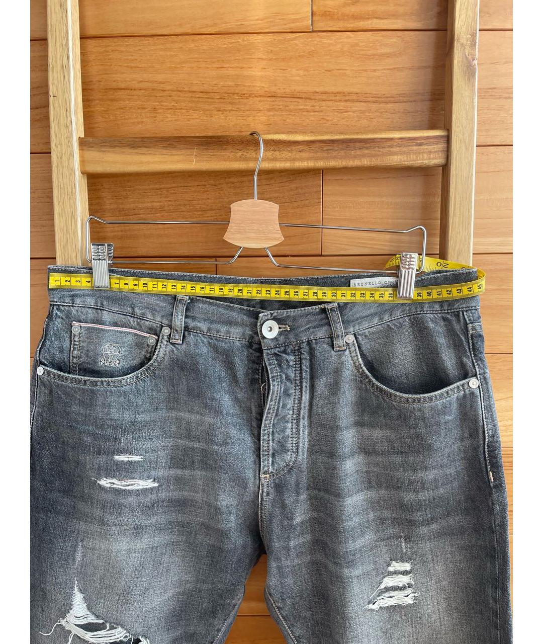 BRUNELLO CUCINELLI Серые хлопковые джинсы, фото 8