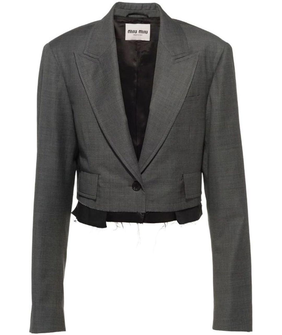 MIU MIU Серый шерстяной жакет/пиджак, фото 1