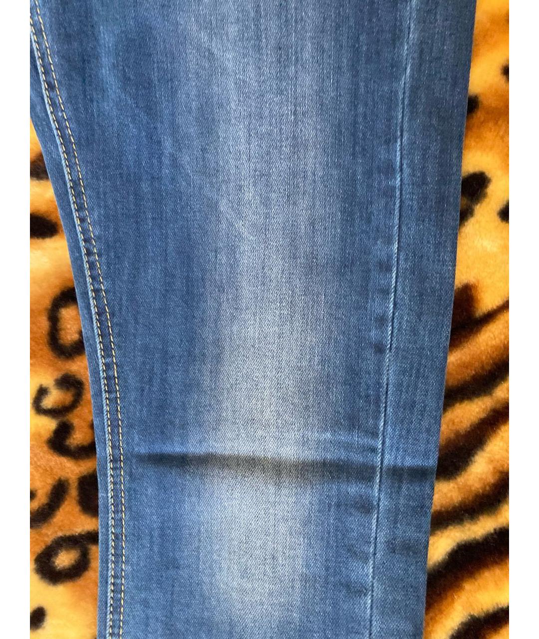 ELISABETTA FRANCHI Синие хлопко-эластановые прямые джинсы, фото 3