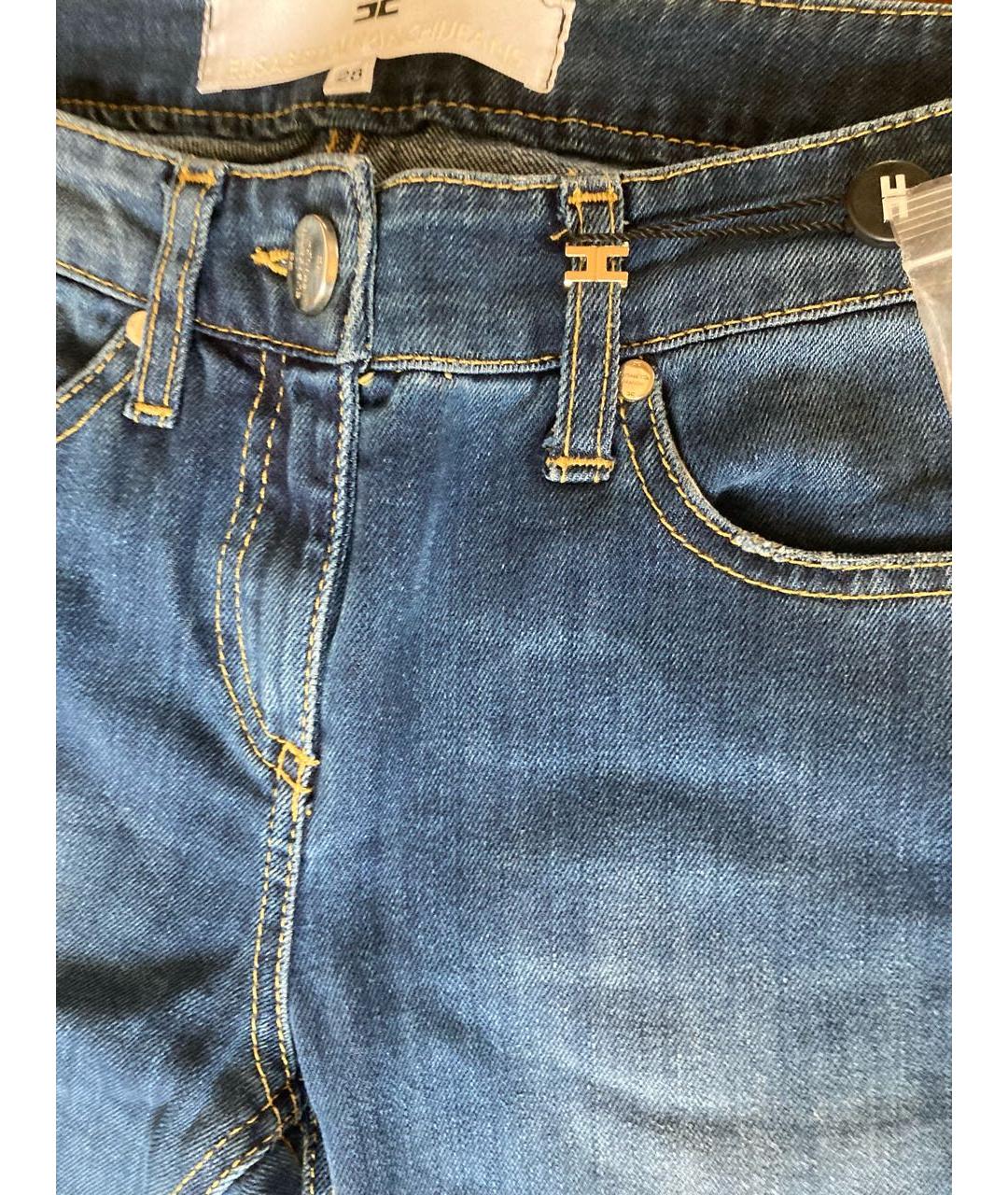 ELISABETTA FRANCHI Синие хлопко-эластановые прямые джинсы, фото 5