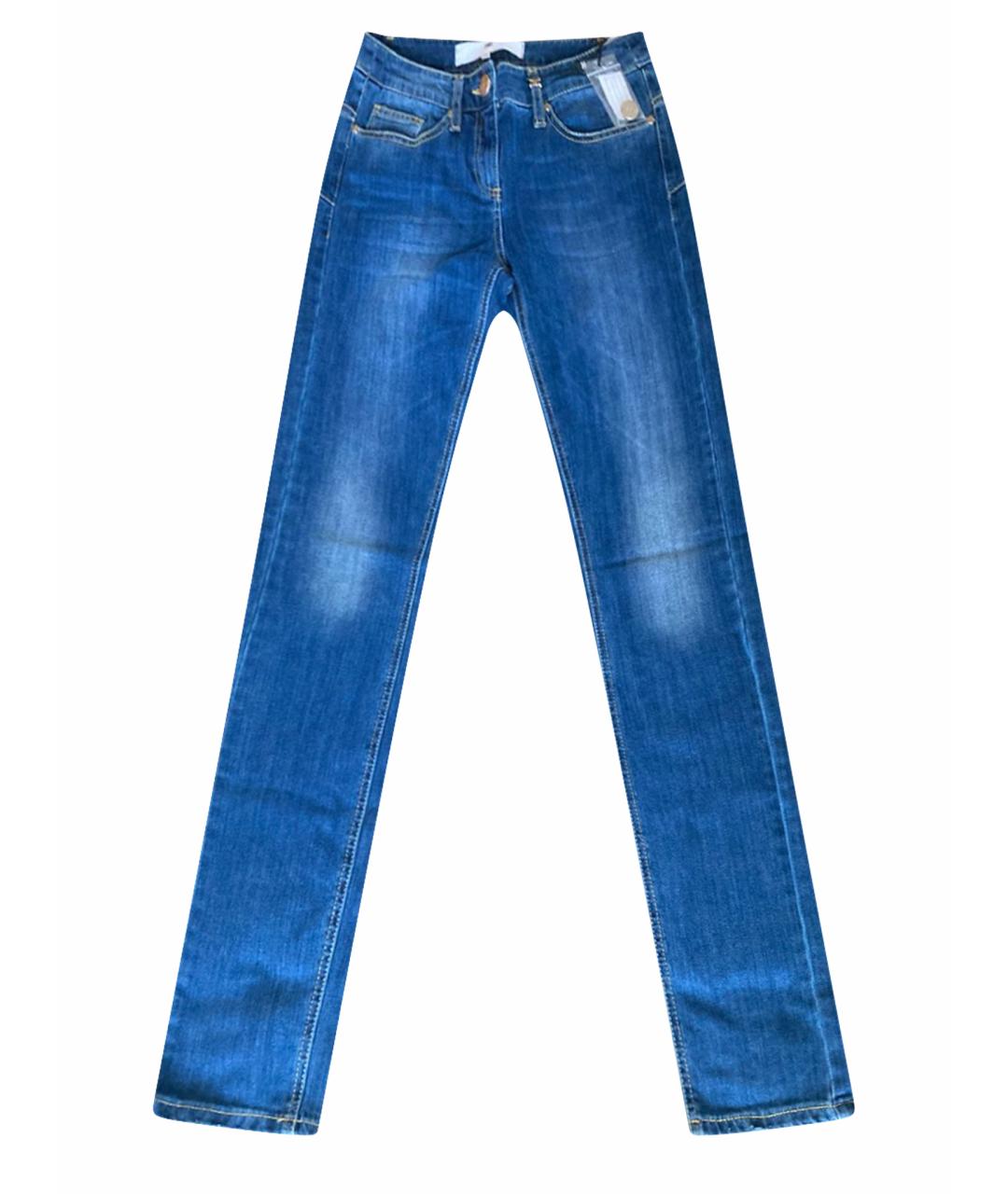 ELISABETTA FRANCHI Синие хлопко-эластановые прямые джинсы, фото 1
