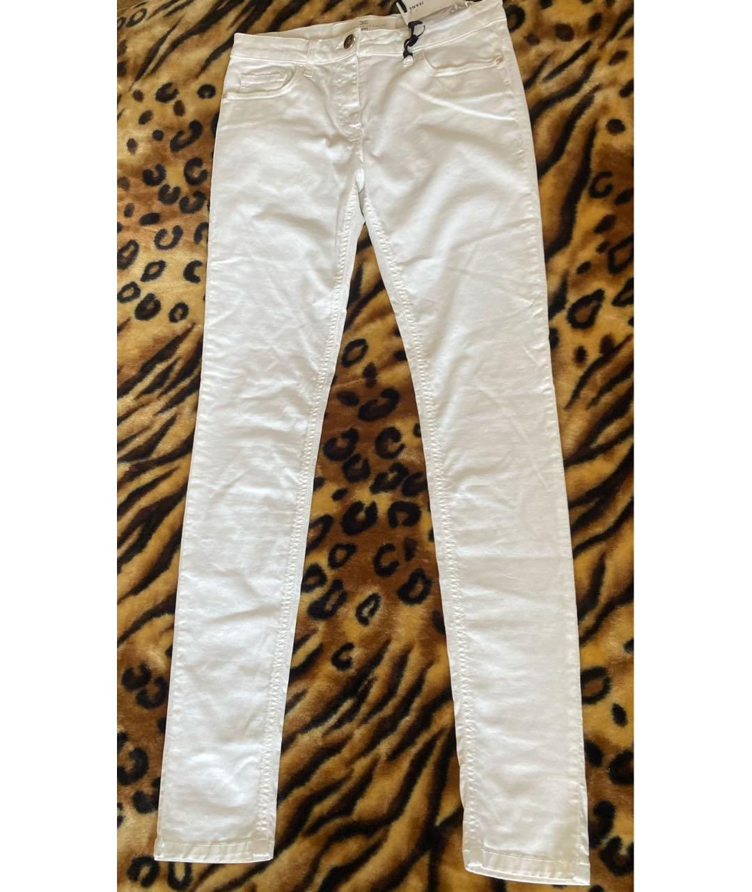 ELISABETTA FRANCHI Бежевые хлопко-эластановые прямые джинсы, фото 8
