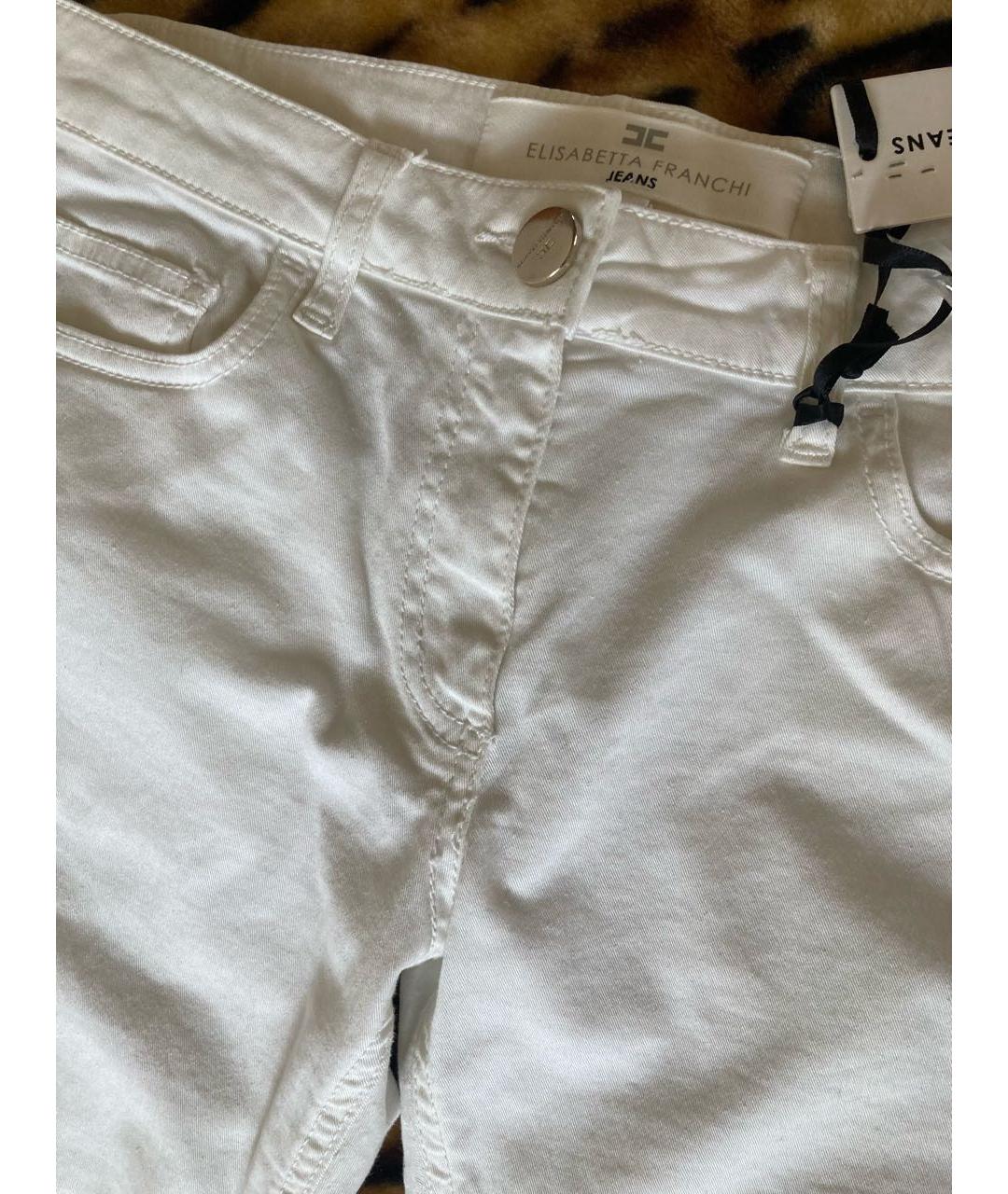 ELISABETTA FRANCHI Бежевые хлопко-эластановые прямые джинсы, фото 3