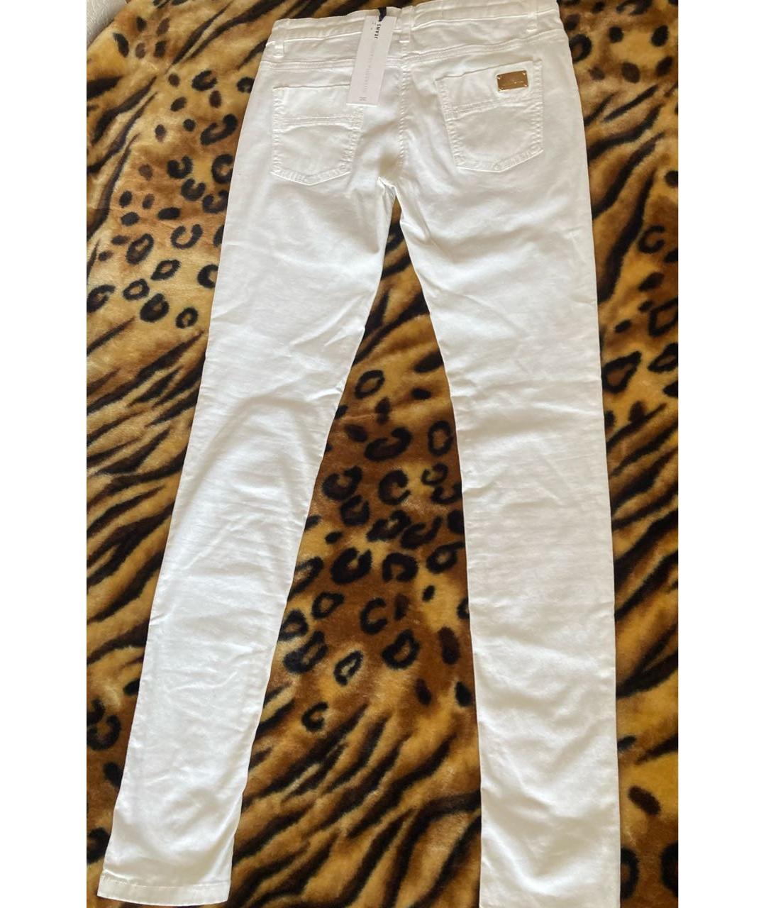 ELISABETTA FRANCHI Бежевые хлопко-эластановые прямые джинсы, фото 2
