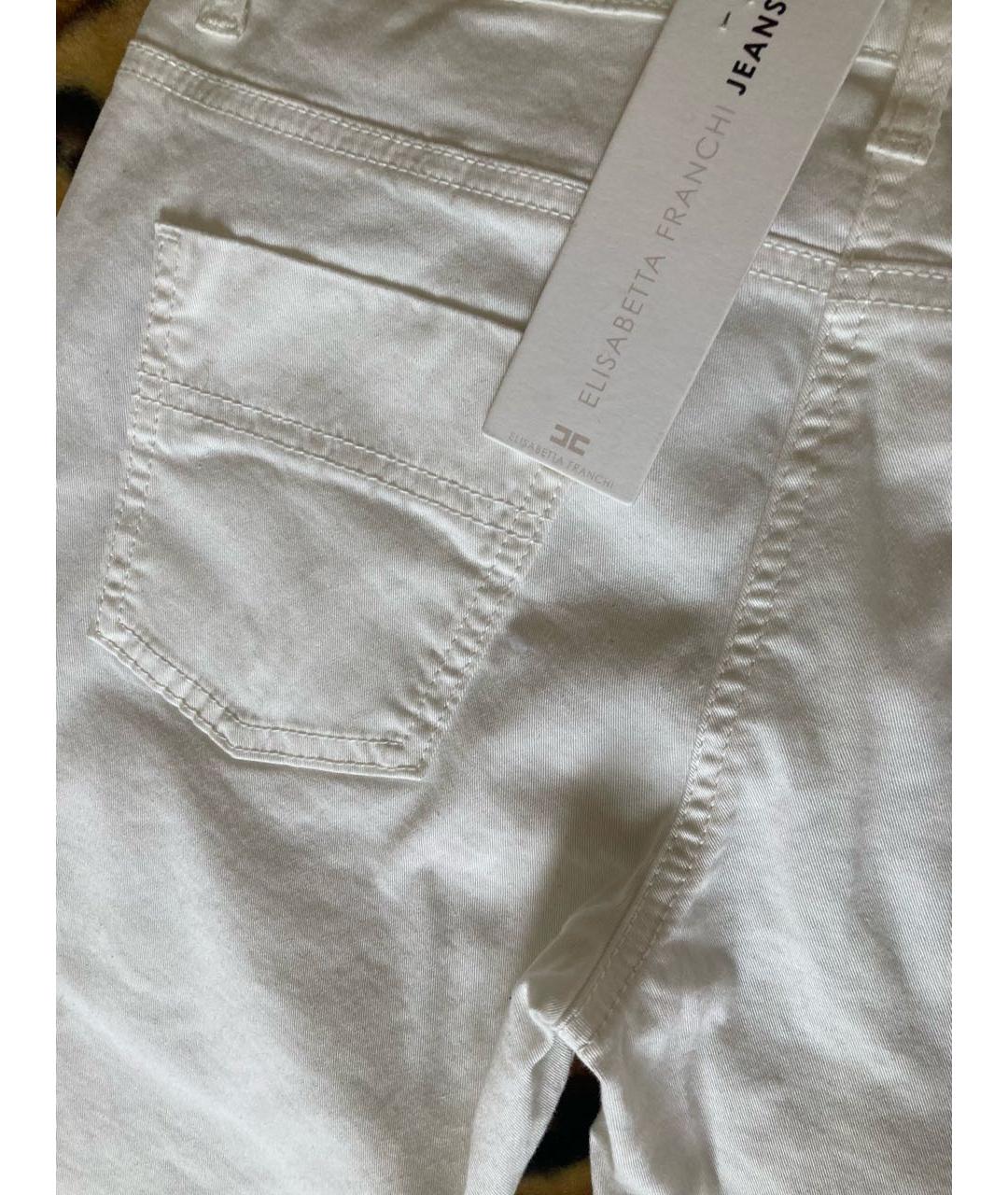 ELISABETTA FRANCHI Бежевые хлопко-эластановые прямые джинсы, фото 6