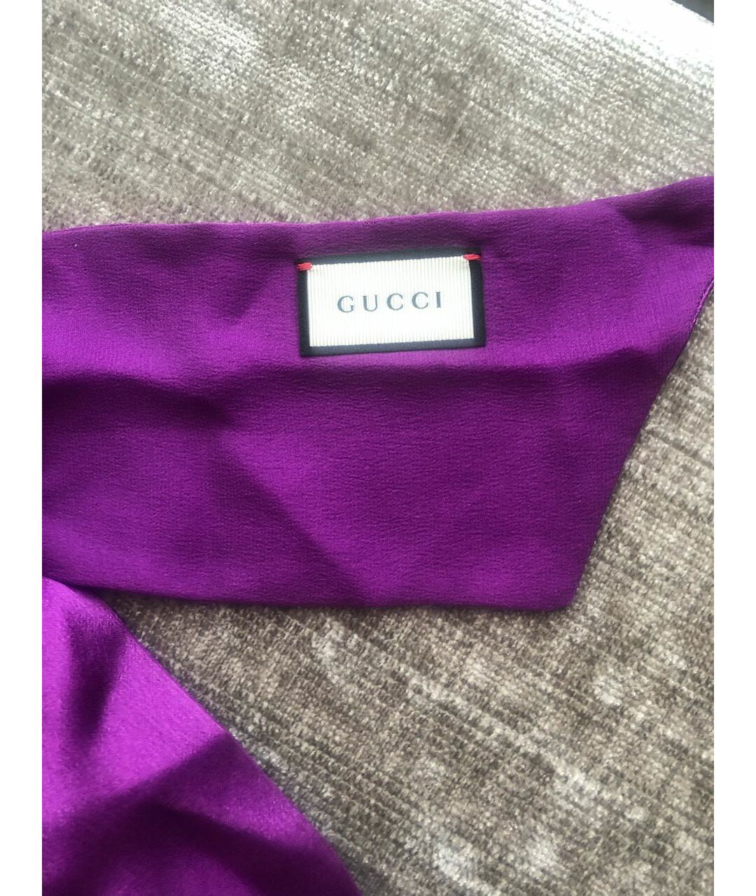 GUCCI Фиолетовый шелковый шарф, фото 4