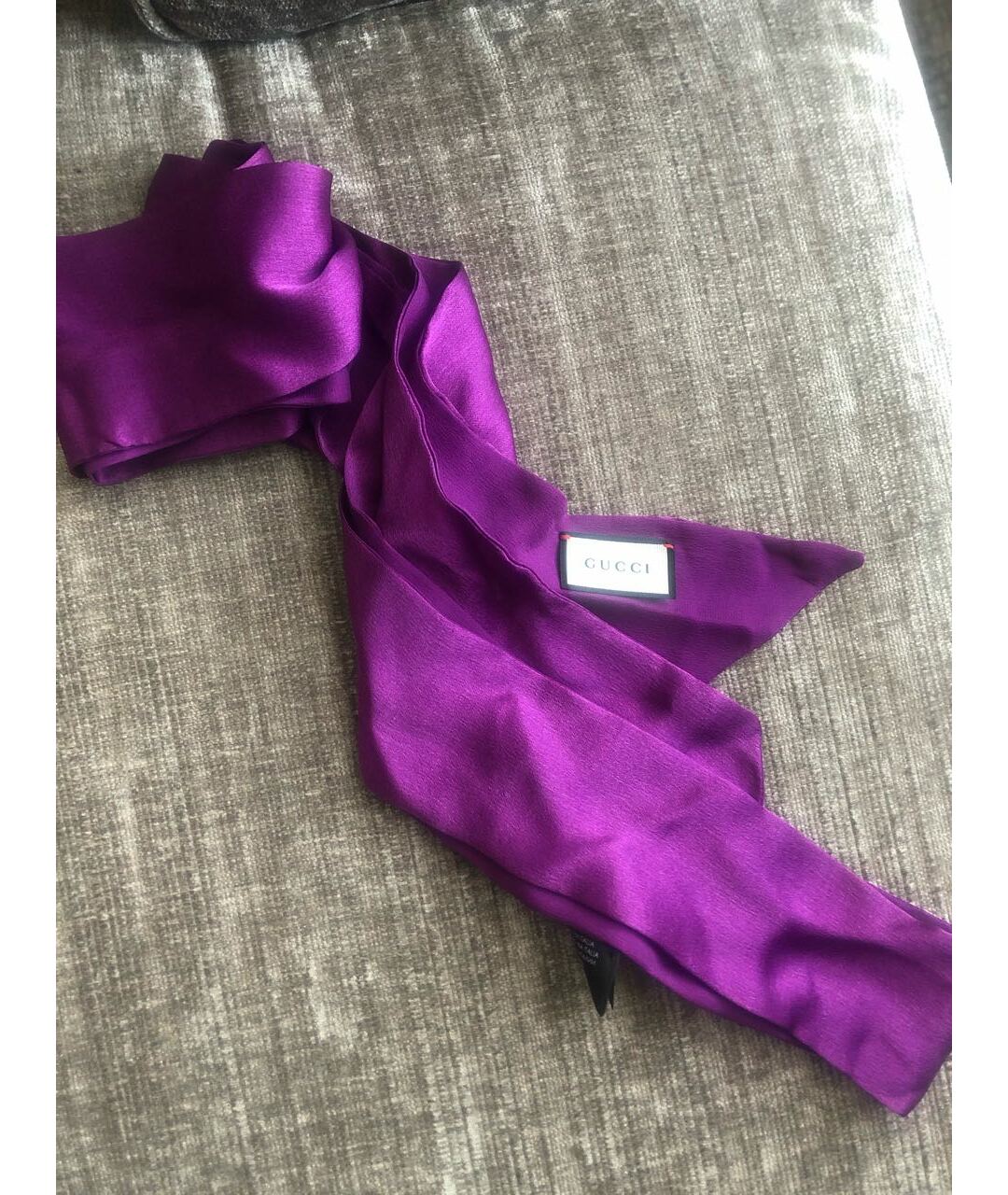 GUCCI Фиолетовый шелковый шарф, фото 6