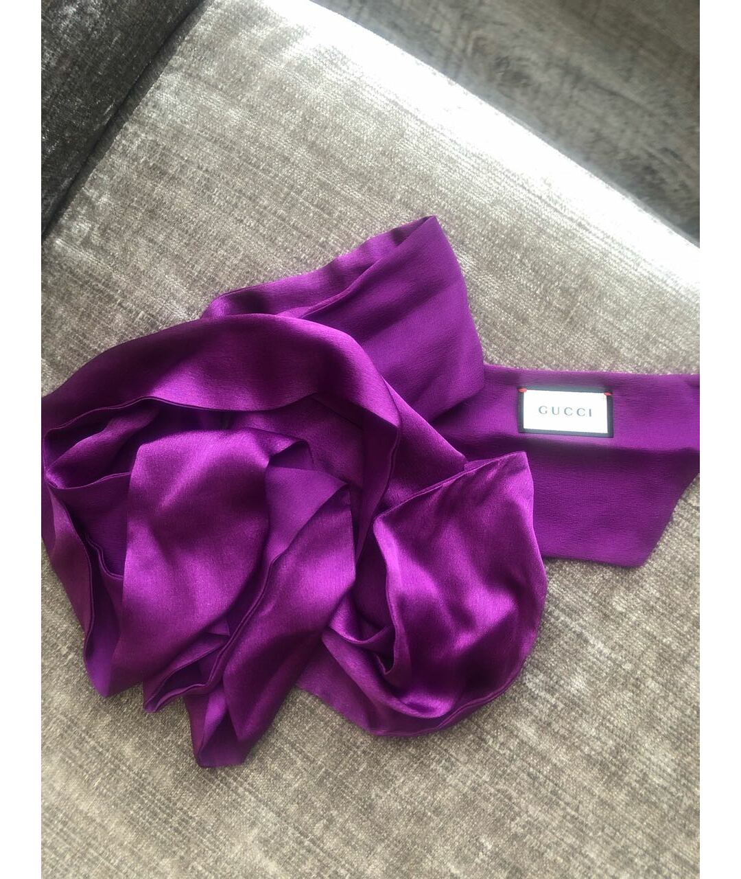 GUCCI Фиолетовый шелковый шарф, фото 5