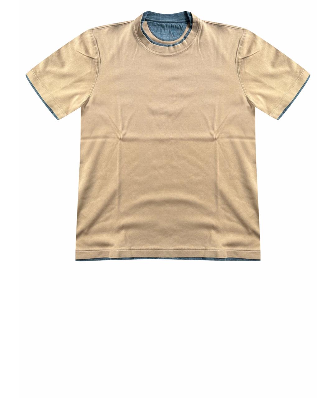 BRUNELLO CUCINELLI Горчичная хлопковая футболка, фото 1