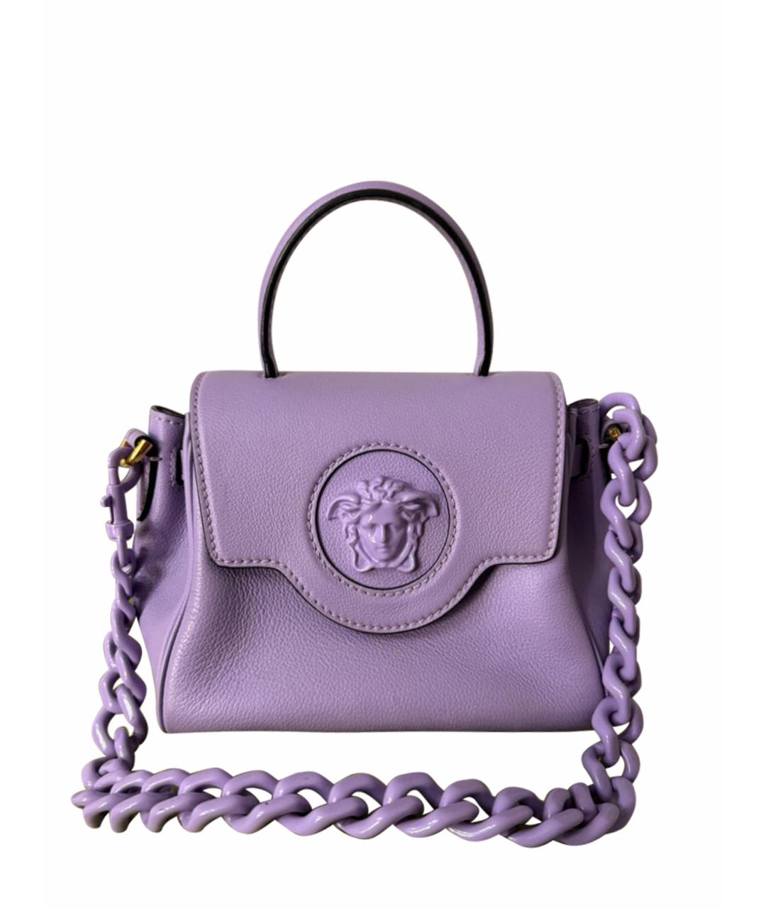 VERSACE Фиолетовая кожаная сумка с короткими ручками, фото 1