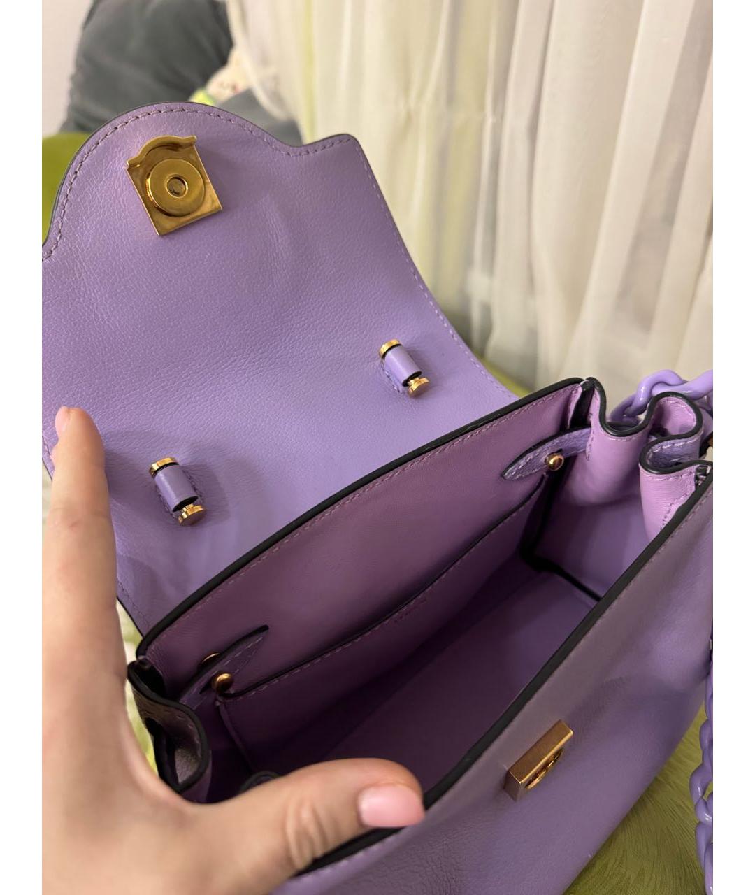VERSACE Фиолетовая кожаная сумка с короткими ручками, фото 4