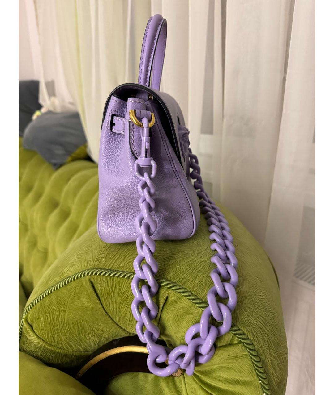 VERSACE Фиолетовая кожаная сумка с короткими ручками, фото 2