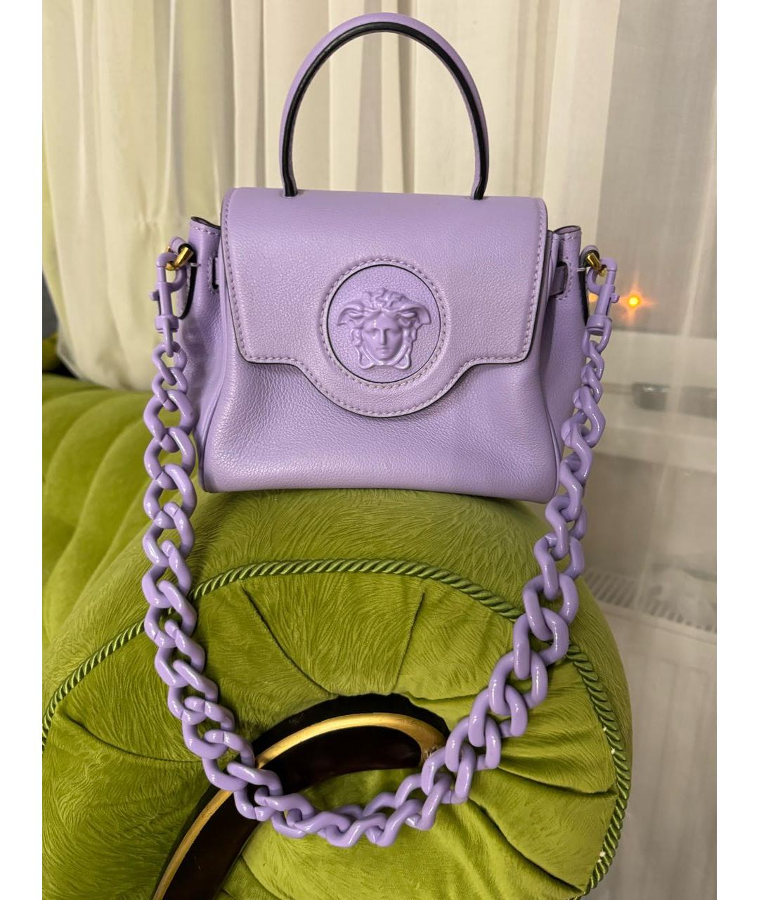 VERSACE Фиолетовая кожаная сумка с короткими ручками, фото 3