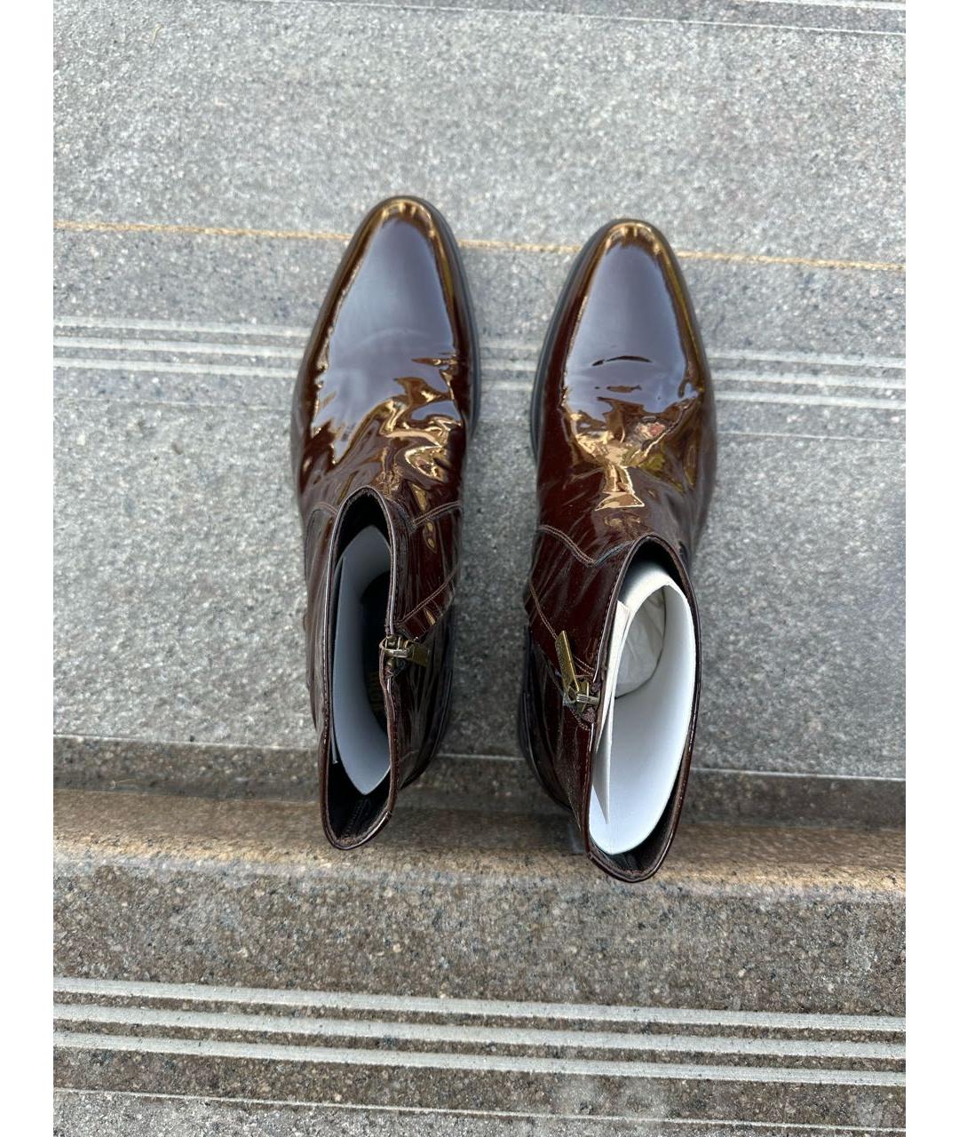 JOHN GALLIANO VINTAGE Бордовые высокие ботинки из лакированной кожи, фото 3