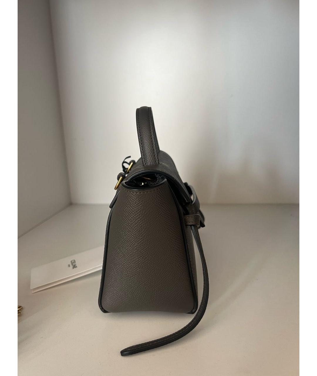 CELINE PRE-OWNED Серая кожаная сумка с короткими ручками, фото 7