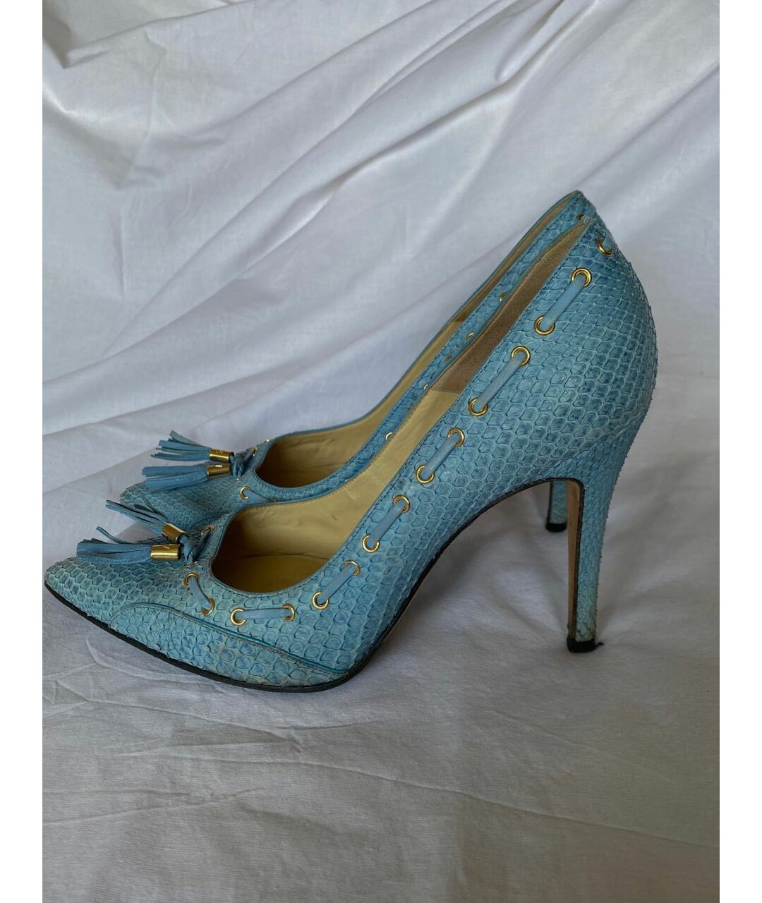 VERSACE Голубые туфли из экзотической кожи, фото 6